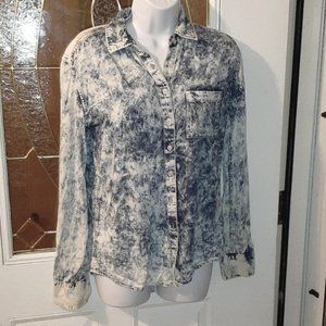 BYCORPUS Acid wash denim button down shirt